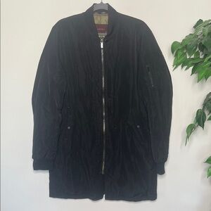 Zara Black Longline Bomber Jacket